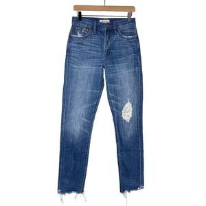 Madewell The Perfect Summer Jean 27 High Rise Tapered Leg Ripped Rigid Denim